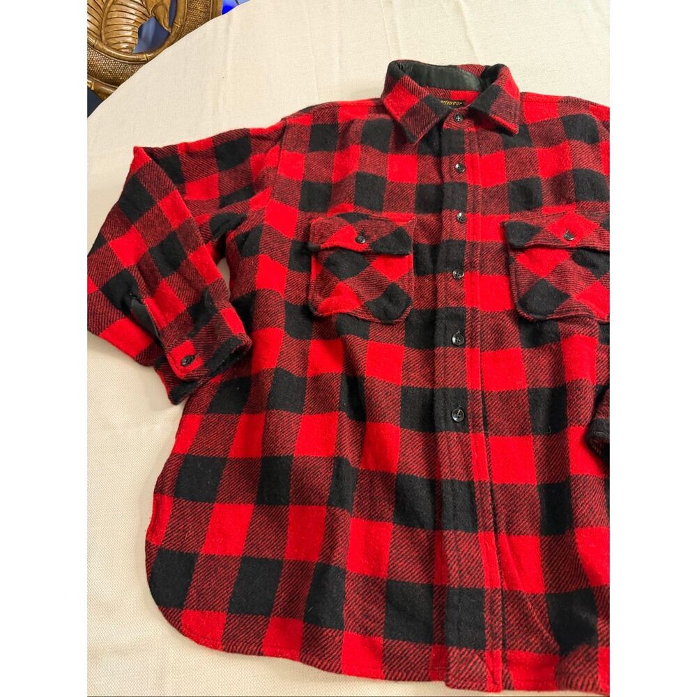 Sears Men’s Vintage Red Black Lumberjack Flannel Shirt Size XL See Measurements - Picture 3 of 10